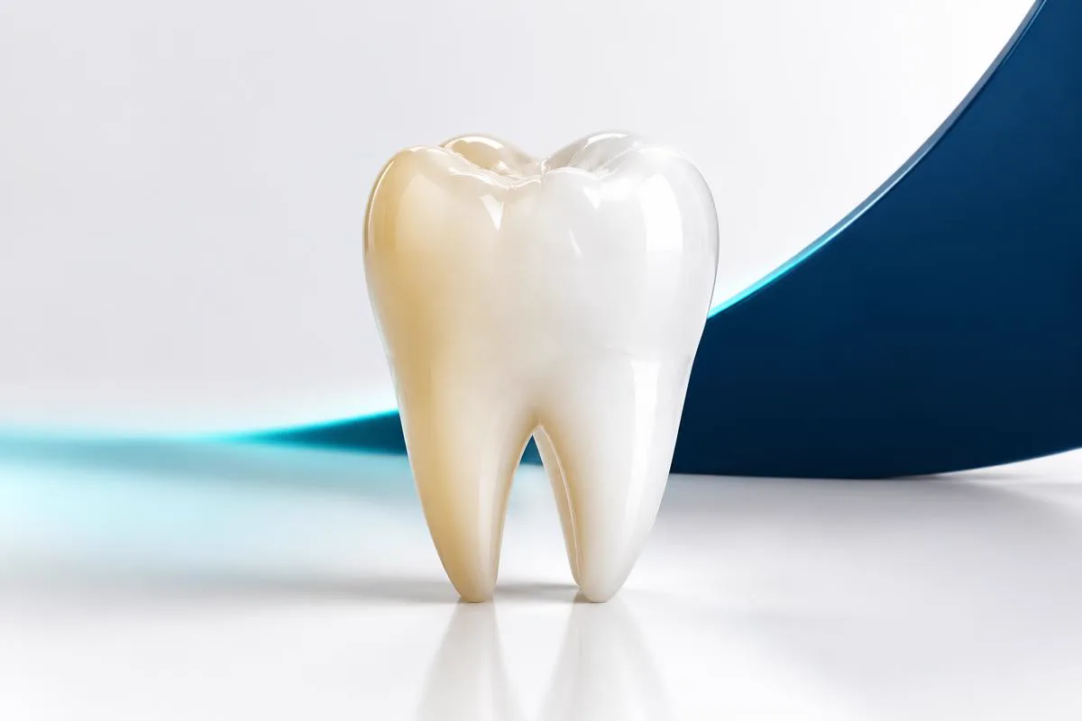 Dent en céramique avec transition naturelle d’une teinte ivoire vers un blanc lumineux